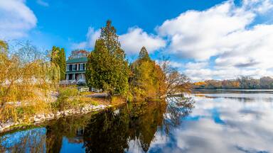 Beautiful lake with autumn colors in Wisconsin of USA