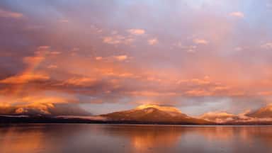 Sunrise rainbow over the sea, Hood Canal, Seabeck, Kitsap County, Washington State, USA