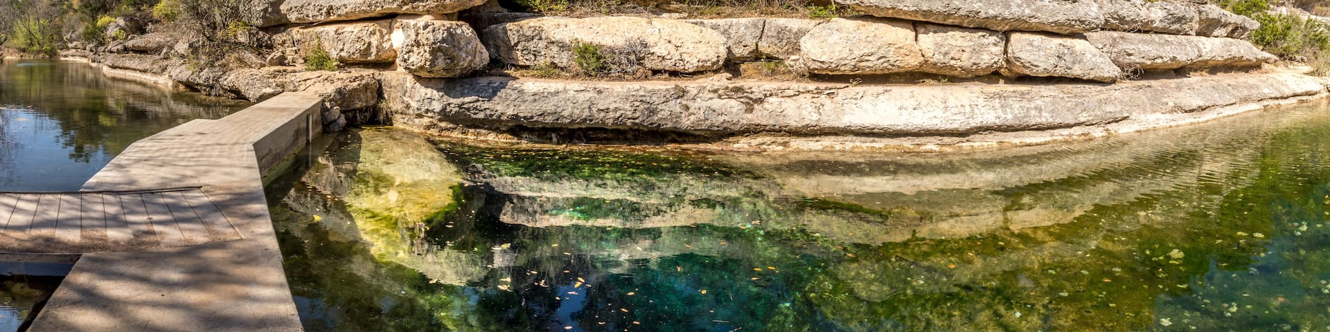 Jacob"s well is a perennial karstic spring in the Texas Hill country