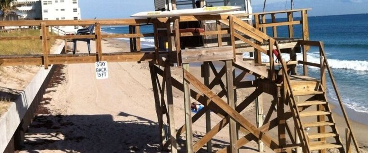 This lifeguard station was destroyed recently due to the ongoing beach erosion taking place along the east coast (south florida).