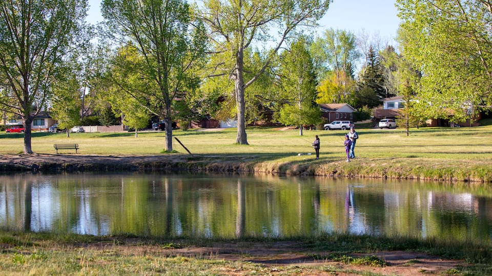 Fishing at a Wyoming lake with family in summer