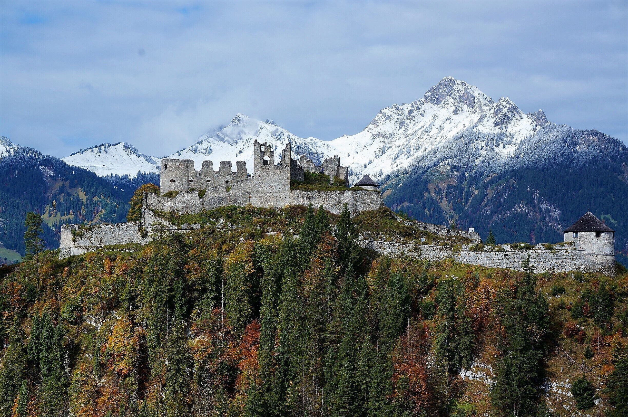 View of the ruins from across the bridge.