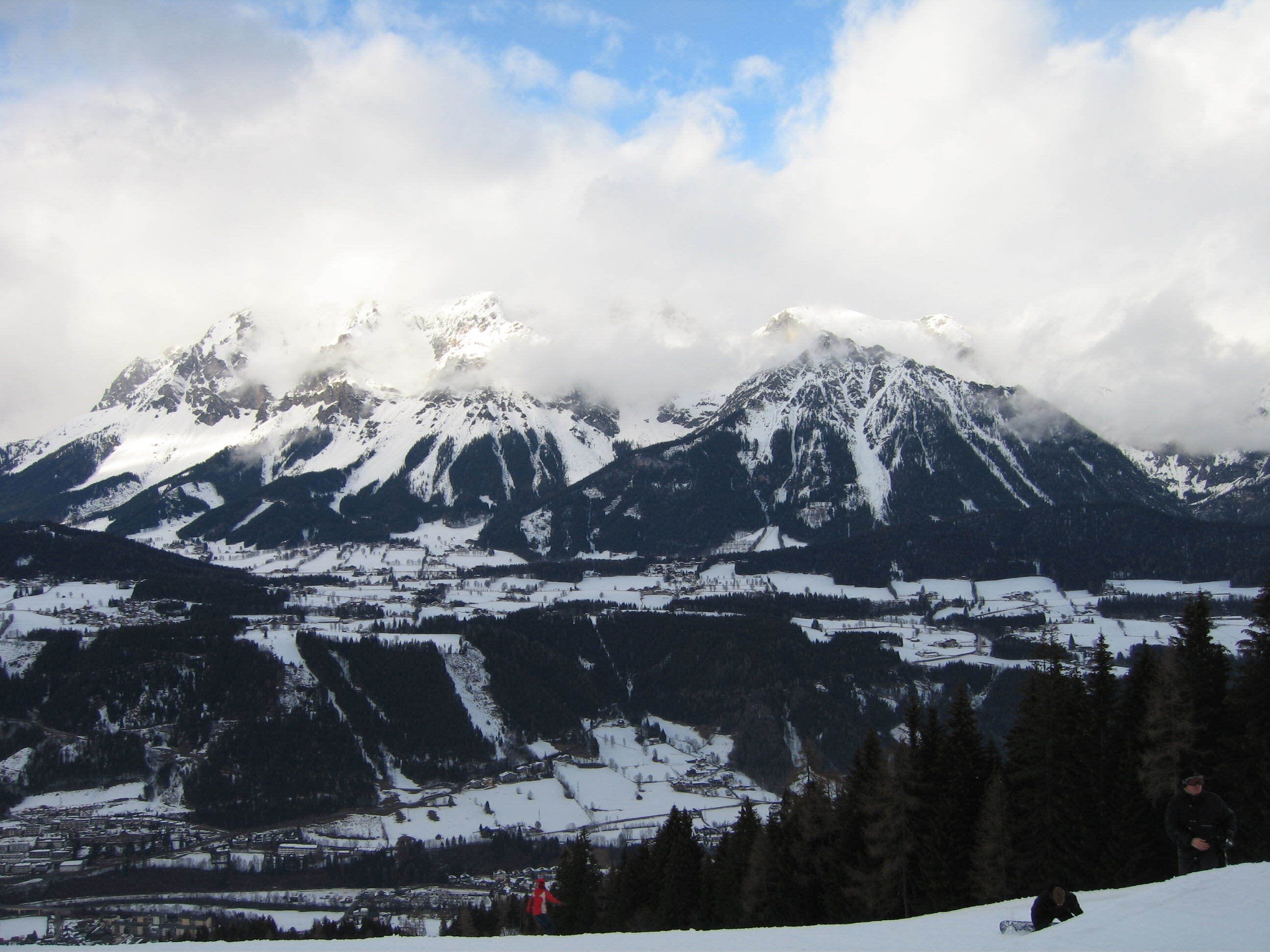 January in Schladming, a lovely winter holiday.  This was before I took my photography degree, hence the pictures are not as well composed or exposed...  
The view of the Alps are awesome, so high and cold...