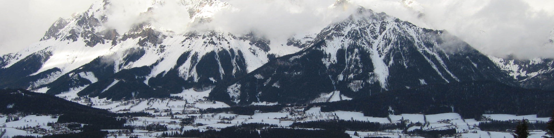 January in Schladming, a lovely winter holiday.  This was before I took my photography degree, hence the pictures are not as well composed or exposed...  
The view of the Alps are awesome, so high and cold...
