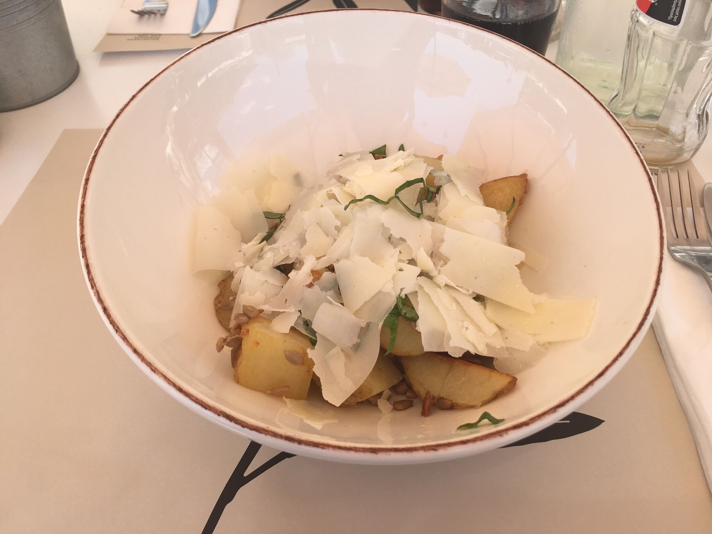 #GoodEats
Simple but super tasty salad with potatoes, sunflower seeds and Greek cheese. High quality ingredients, beautiful location just in front of the sea and a “feels like home” atmosphere make this place a must go. ❤️😋🤤