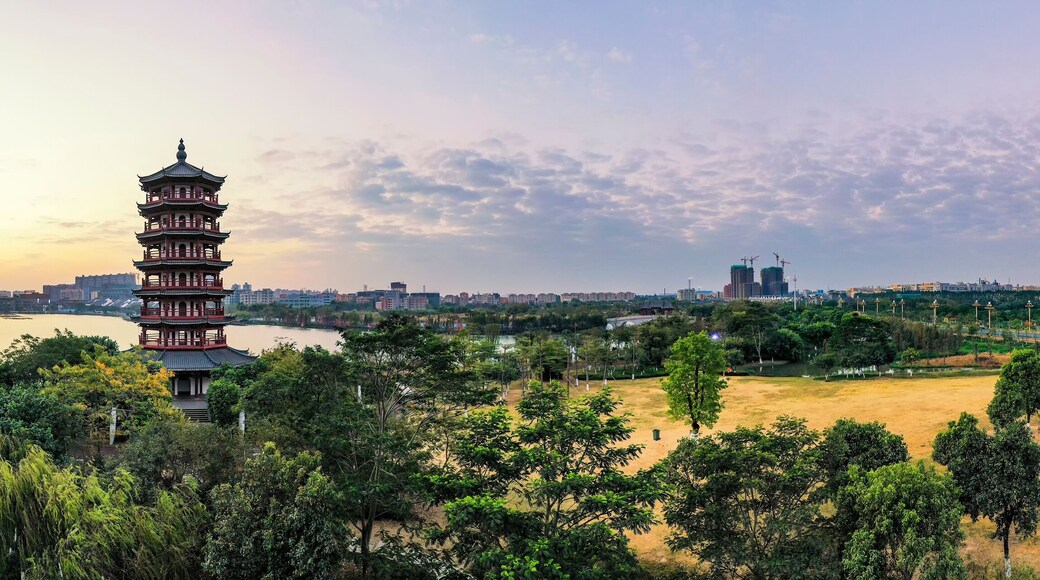 Aerial photo of Huayang Lake Wetland Park, Dongguan, Guangdong Province, China