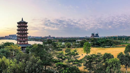 Aerial photo of Huayang Lake Wetland Park, Dongguan, Guangdong Province, China