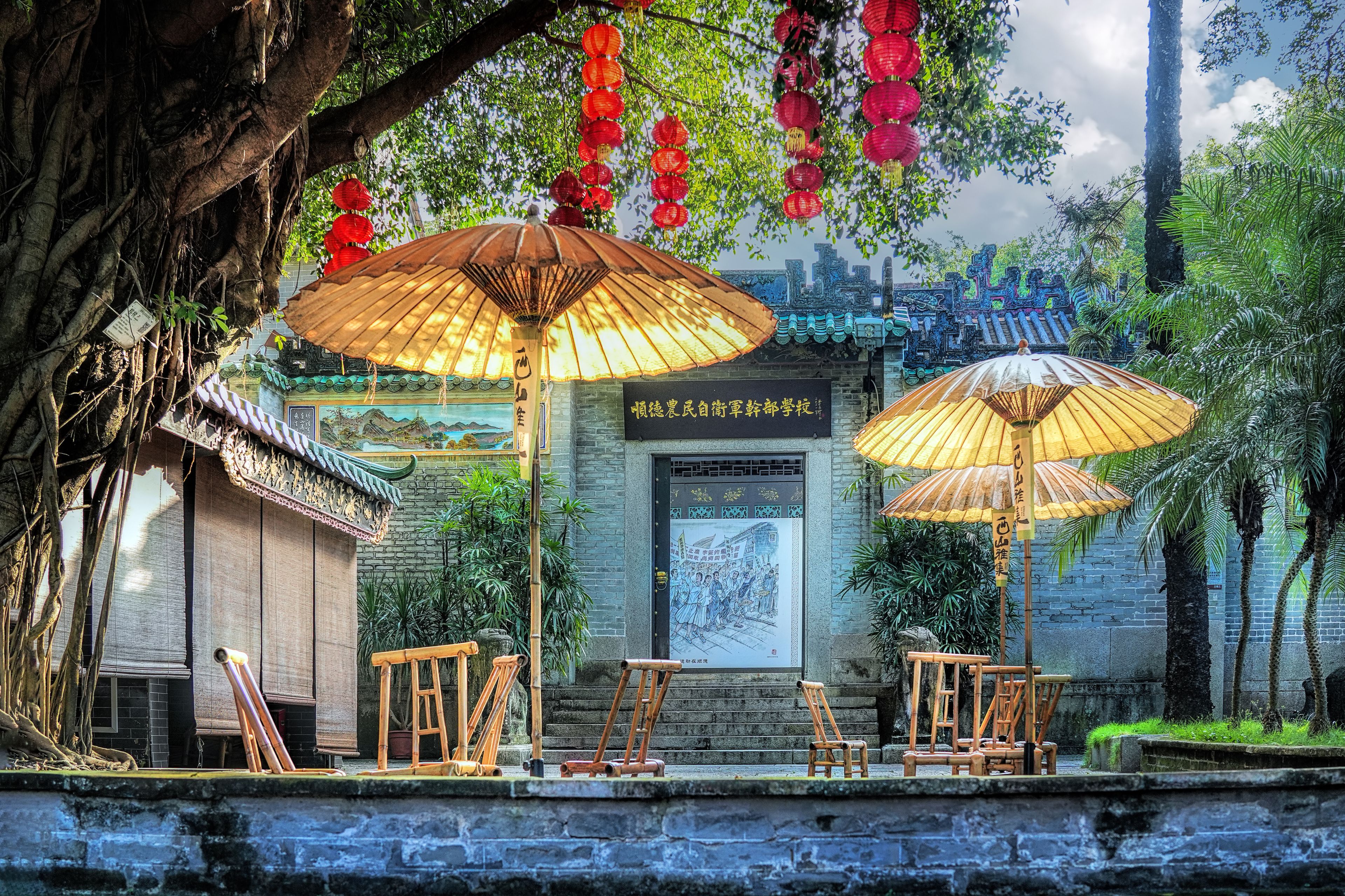 Foshan city, Guangdong, China,. Xishan Guandi Temple, located at the foothills of Fengshan Mountain, Daliang, Shunde District,  this is a magnificent example of ancient Chinese Lingnan style. 