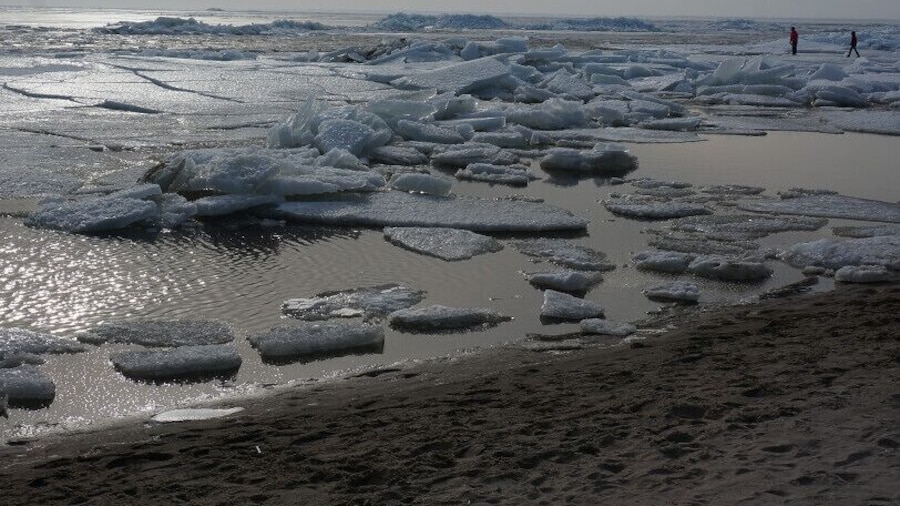 The Baltic sea slowly getting back into liquid state.