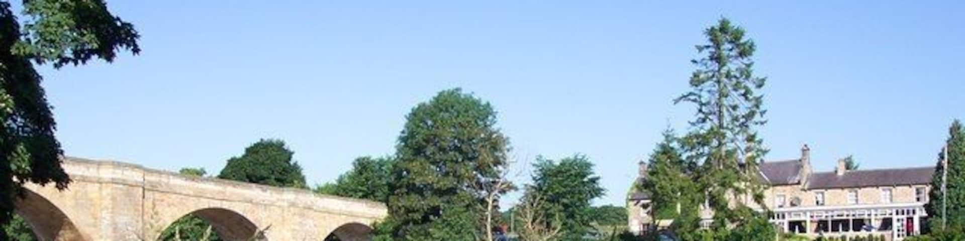 Chollerford Bridge Chollerford Bridge over the North Tyne with The George Hotel in the Background