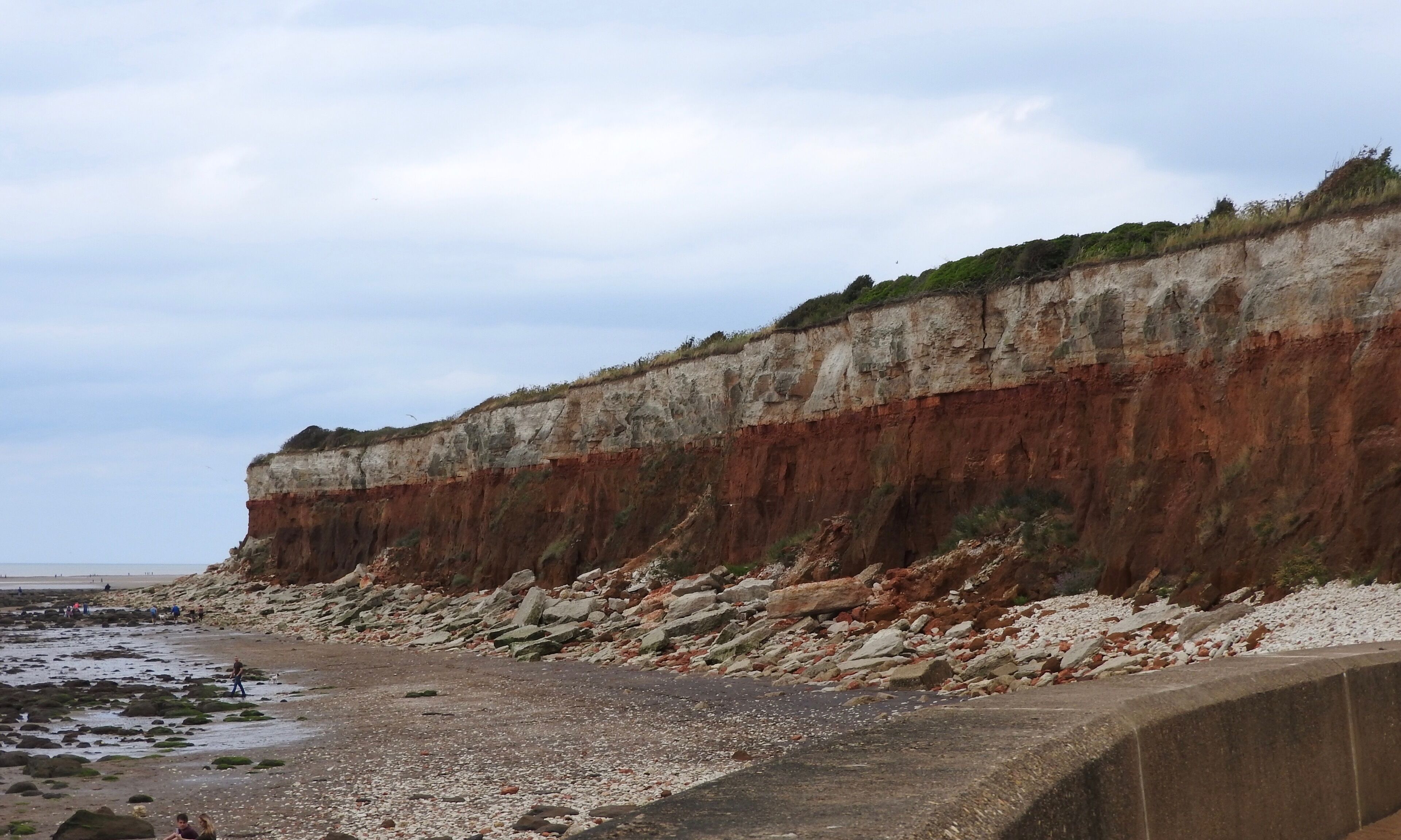 The stratified red chalk limestone and white chalk cliffs on the beach in Hunstanton, England.

#LikeALocal #Nature
#Golden