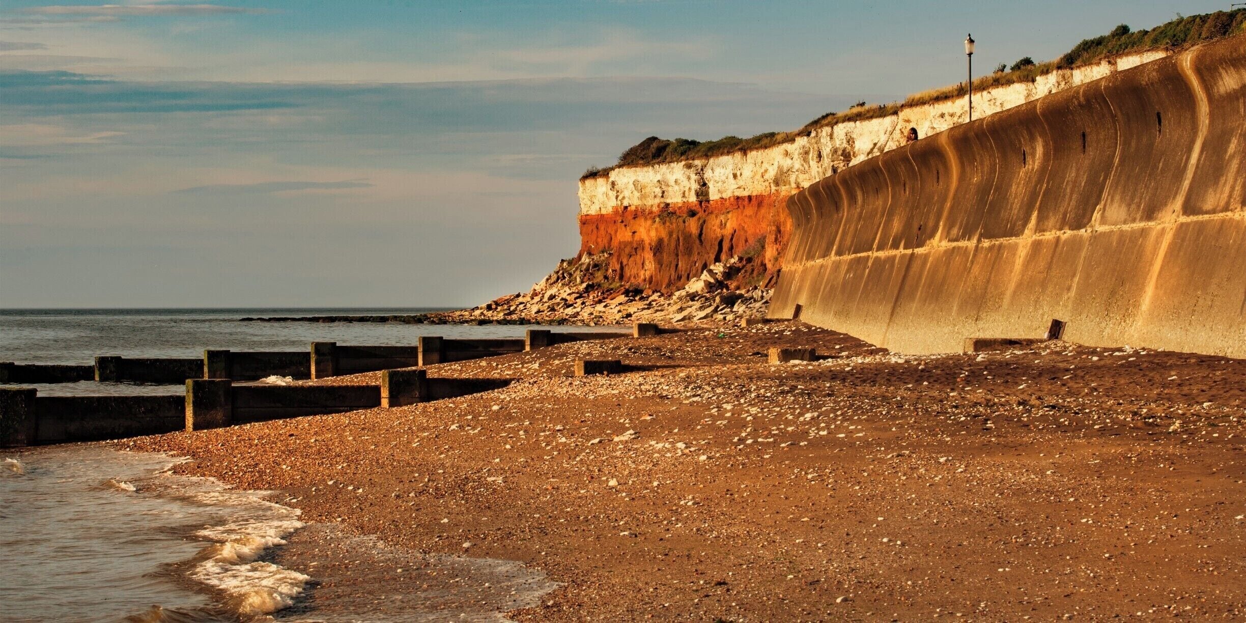 Sandstone and chalk cliffs , great sunsets 
from this location.