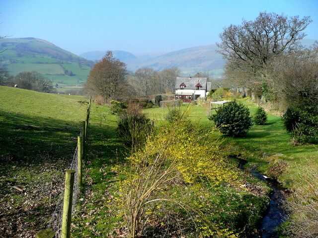 Idyllic house near Pen-y-ceunant Looking north over the Tanat valley above Penybontfawr.