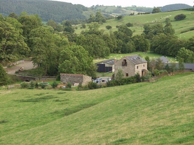 Mill and farm buildings at Rhydleos Great view looking down the valley towards the bridge over the Afon Ogau.