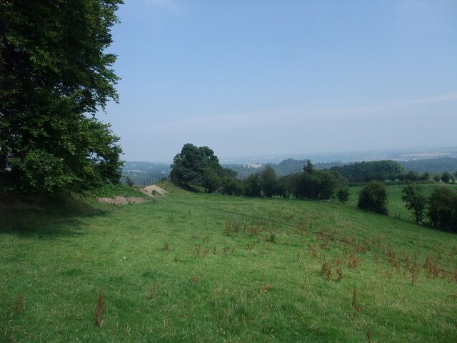 Offa's Dyke leading towards the valley of the Ceiriog The Dyke, with its Path running on top, forms the low bank on the left of the picture. Chirk castle, on the far side of the Ceiriog, is visible in the middle of the horizon.