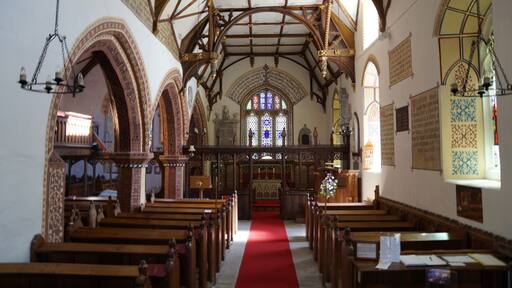 Church of St Michael the Archangel, Llanyblodwel, Shropshire, England. Structure and decoration mostly the work of its own vicar, Rev. John Parker, between 1847 and 1856.