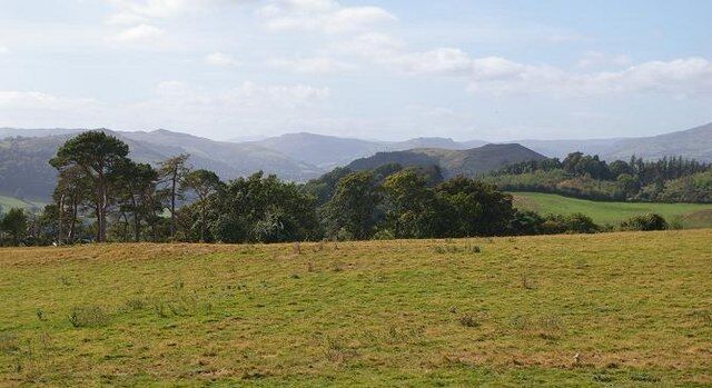 Panorama at Cefn y Coed The prominent hill in the middle/right is the hillfort of Bryndinas (see http://www.cpat.org.uk/cpat/past/iron/iron.htm ).
