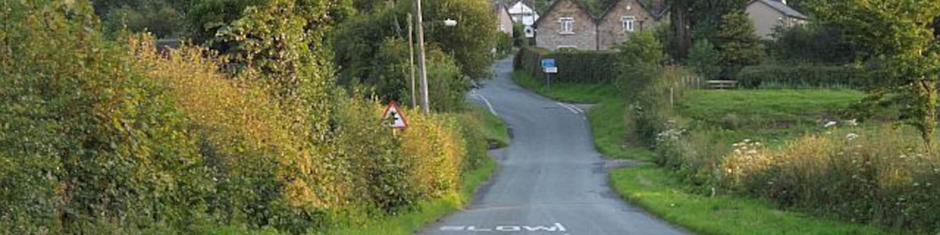 Weston Rhyn View towards the village, the pub is just visible.