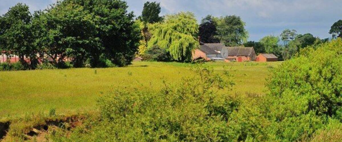 View of The Haim Farm Buildings Great use of trees to shield and enhance the scenery.