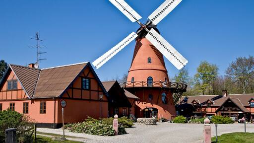 Historic Dutch style windmill, Aastrup, Faaborg, Funen, Denmark, Europe