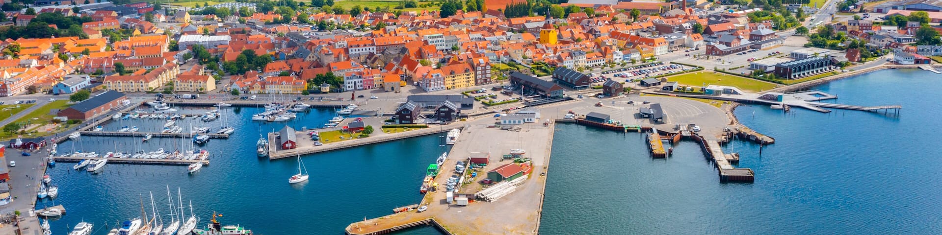 Aerial view of Danish town Faaborg