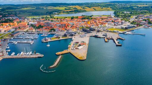 Aerial view of Danish town Faaborg