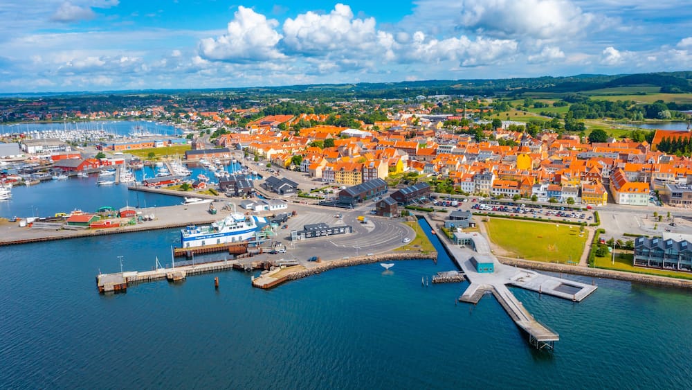 Aerial view of Danish town Faaborg
