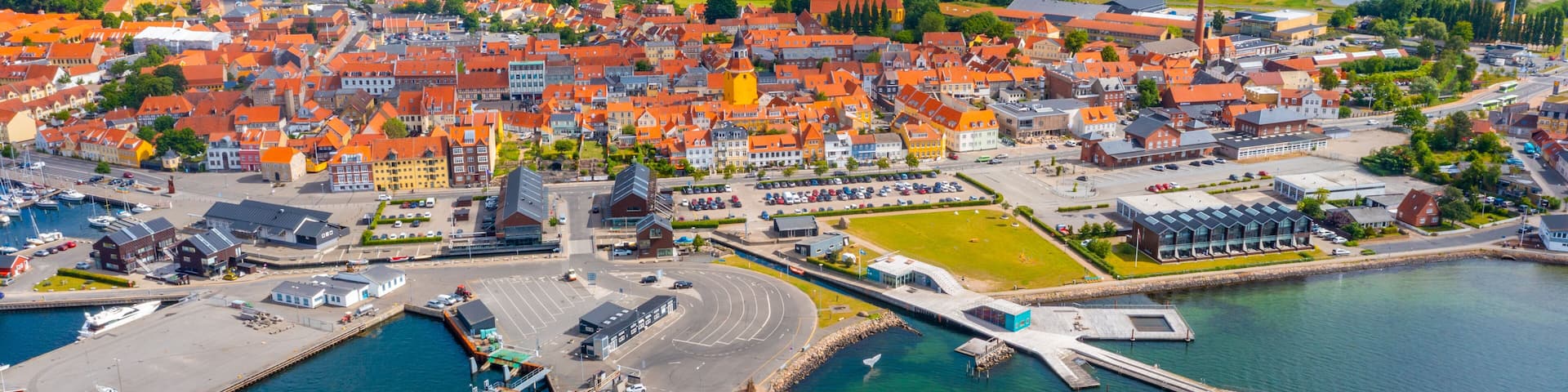 Aerial view of Danish town Faaborg