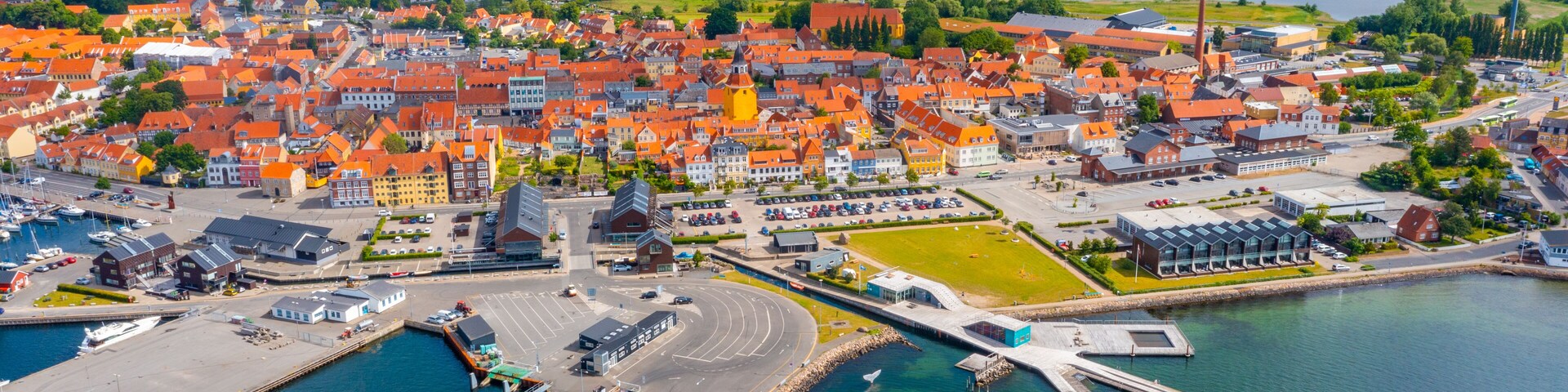 Aerial view of Danish town Faaborg