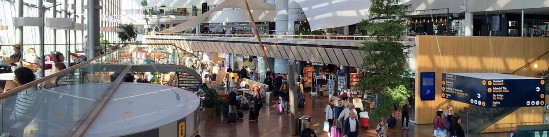 Wonderful public spaces in Sky City at Arlanda Stockholm airport