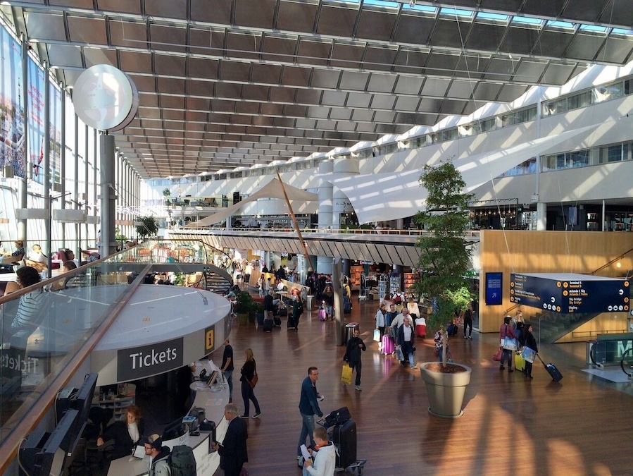 Wonderful public spaces in Sky City at Arlanda Stockholm airport