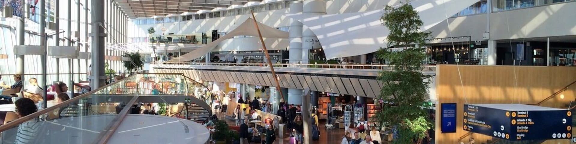 Wonderful public spaces in Sky City at Arlanda Stockholm airport