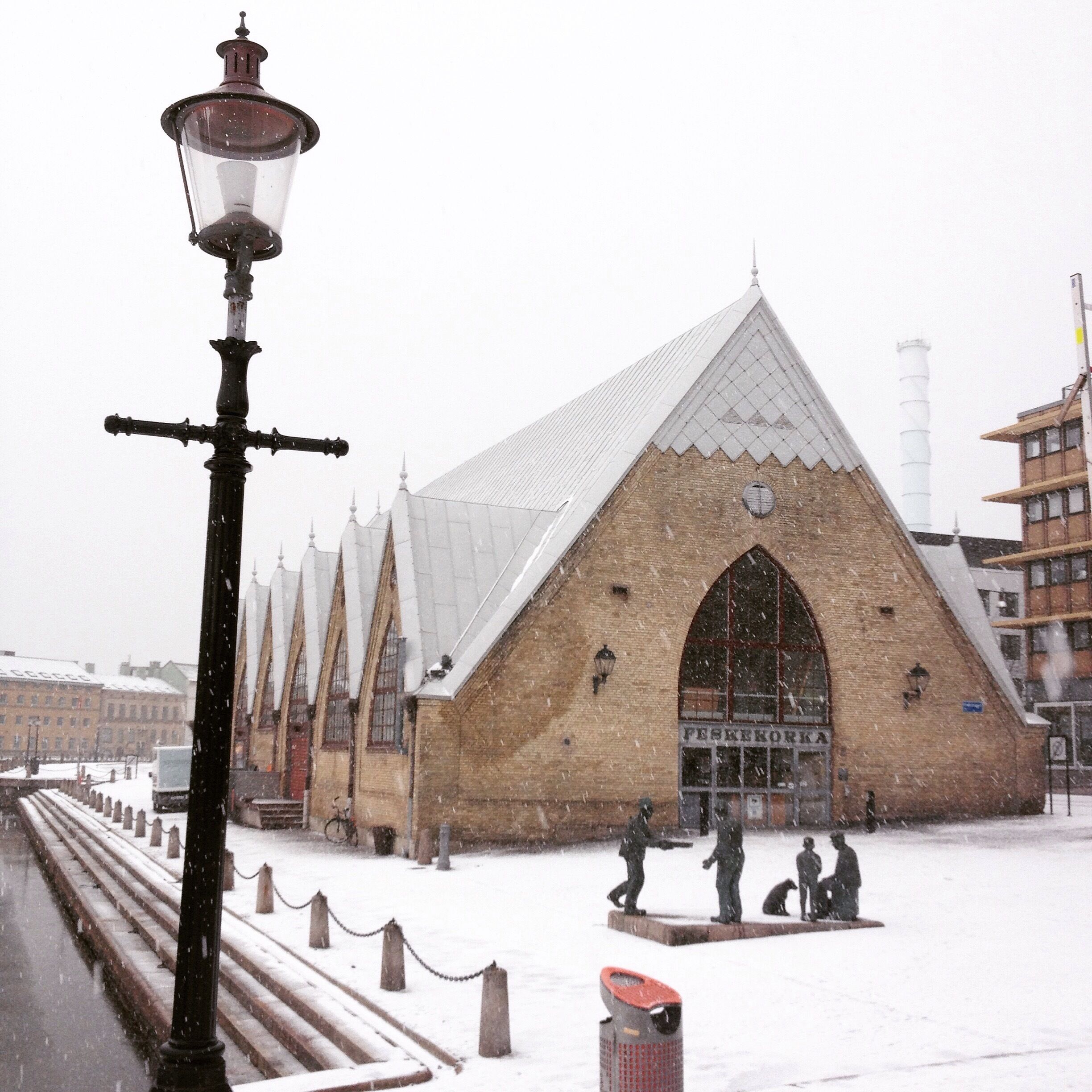 Feskekorka in the snow.