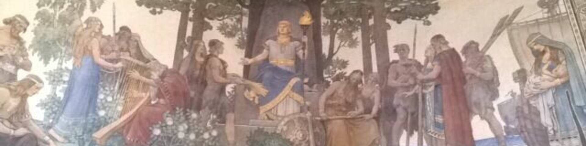 The God Heimdall giving gifts to Humanity.