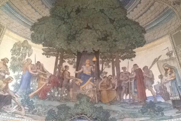 The God Heimdall giving gifts to Humanity.