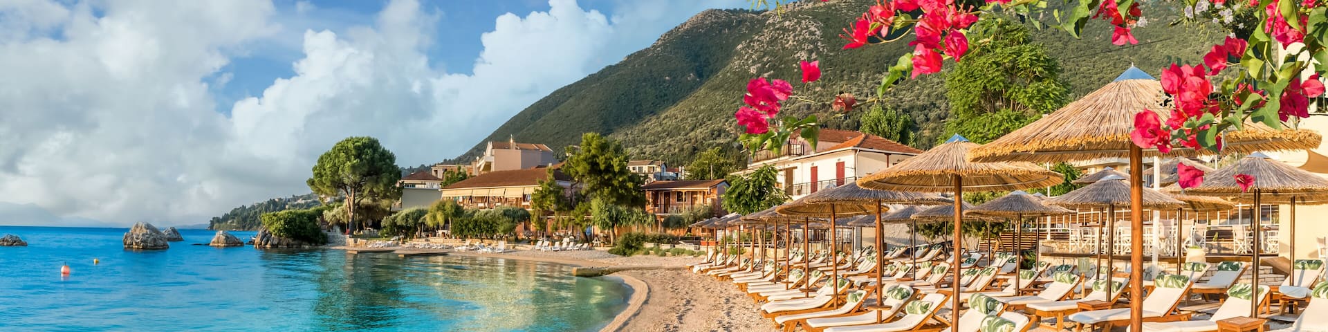 Landscape with Nikiana beach on the Ionian sea, Lefkada island, Greece