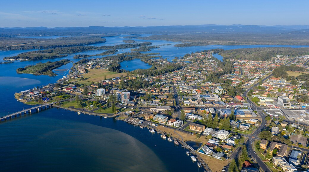The New South Wales north coast town of Tuncurry and Wallis Lake.