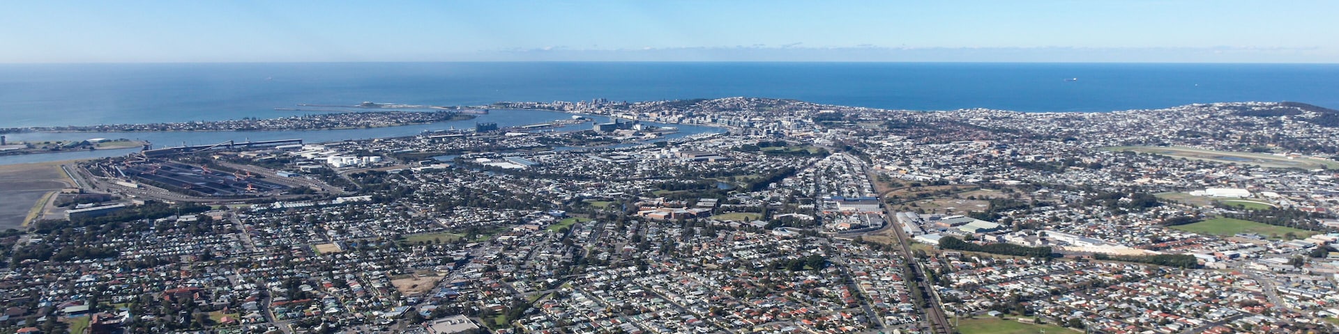 Newcastle NSW Australia - Aerial view. Australia's second oldest city is the largest regional city in the country