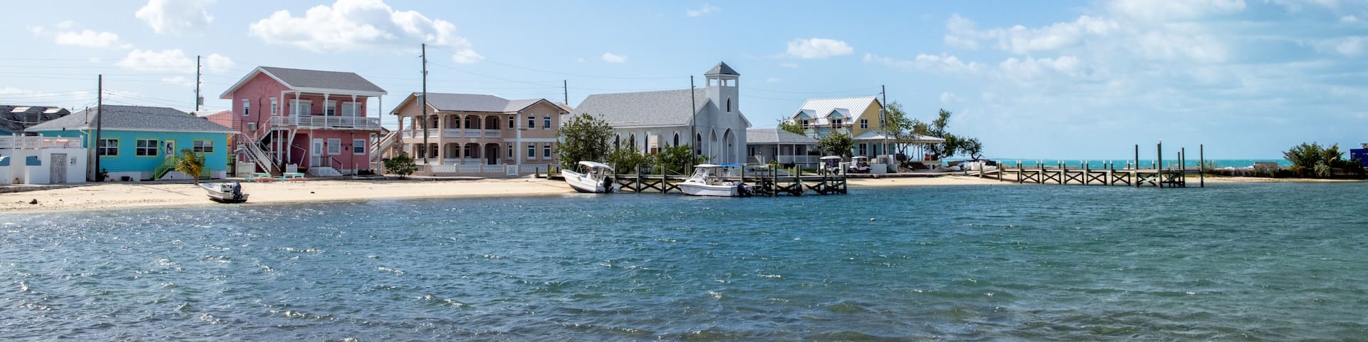 Colorful town of New Plymouth in Green Turtle Cay, Bahamas