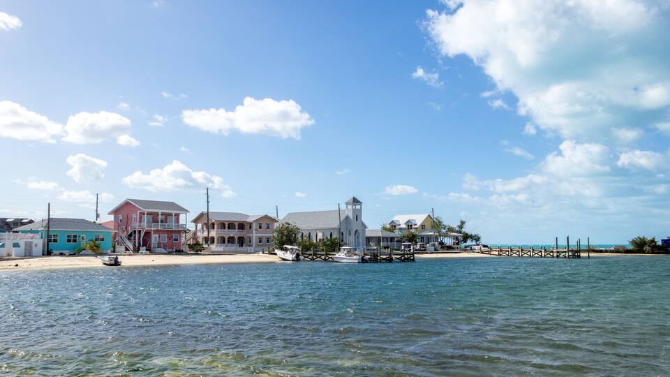 Colorful town of New Plymouth in Green Turtle Cay, Bahamas