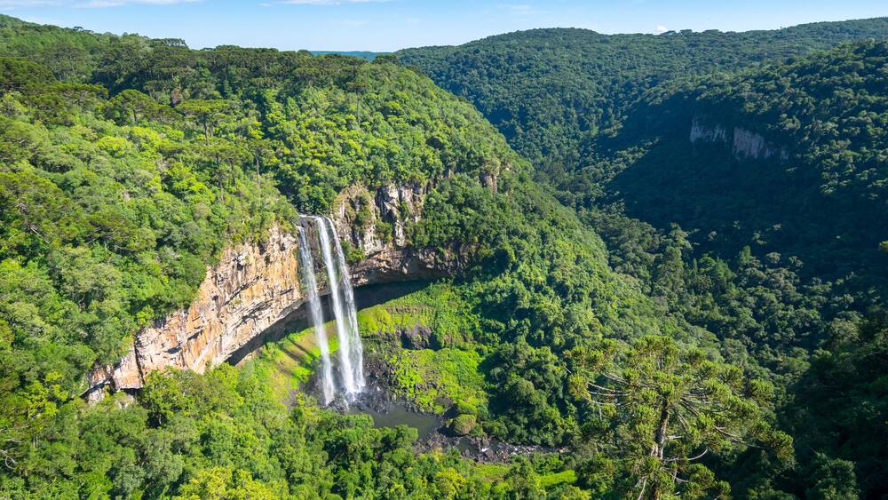 Beautiful view of Caracol Waterfall, Canela, Rio Grande do Sul - Brazil