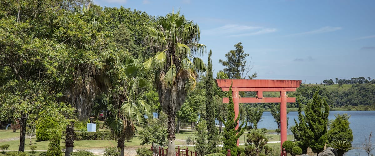 Traditional japanese garden and lake in Jundiai, Sao Paulo, Brazil