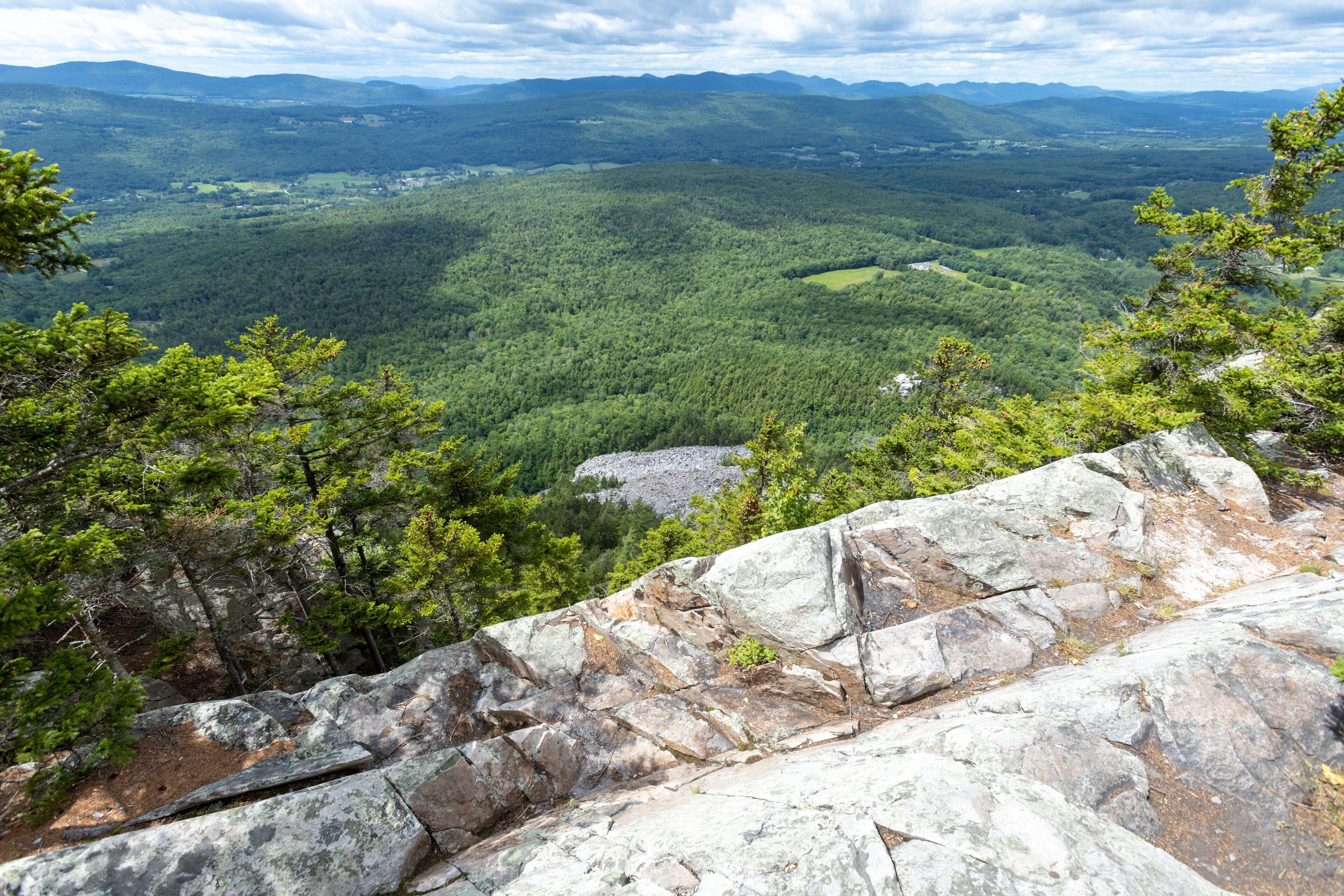 Western view from White Rocks Mountain overlooking Rt. 7 and the town of Wallingford, Vermont