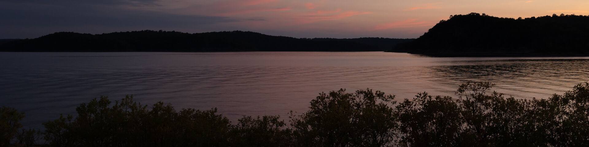 Beautiful lakeside view with sky night and day