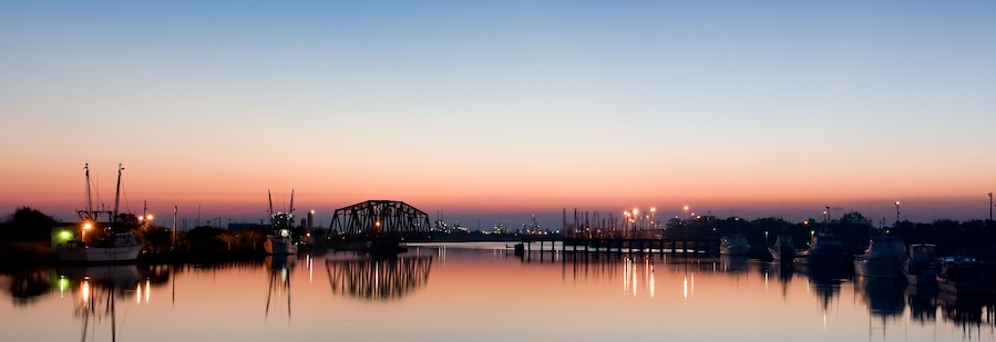 Panorama of a small harbor in Freeport, Texas. Chemical plants and refineries are in the background., Shutterstock ID 7069153, purchase_order: SP-1269 HA 2018 Batch 1, Order: , client: , other: