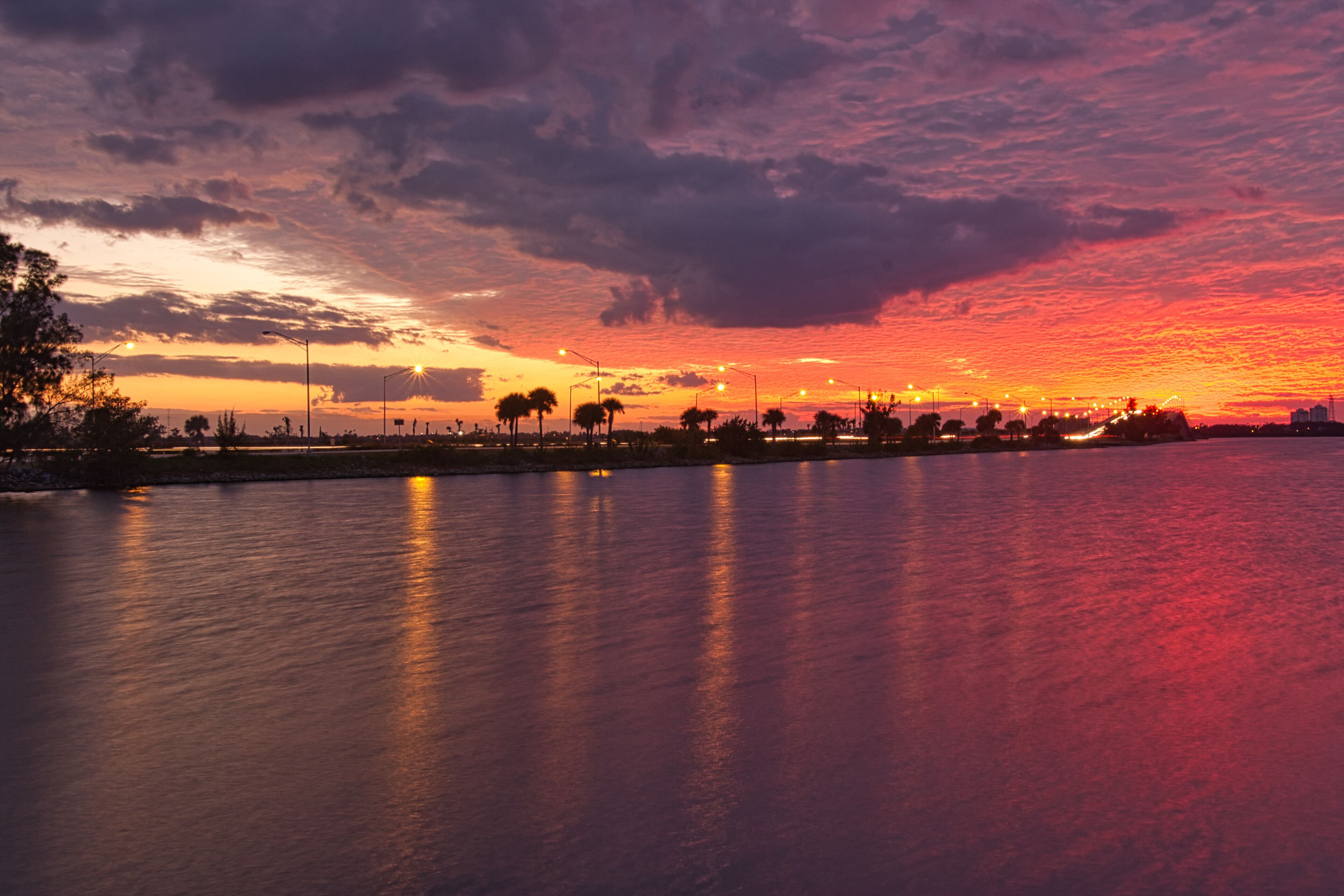 Spectacular sunset on the Indian River over the Melbourne causeway in Indialantic Florida 12-17-2007
