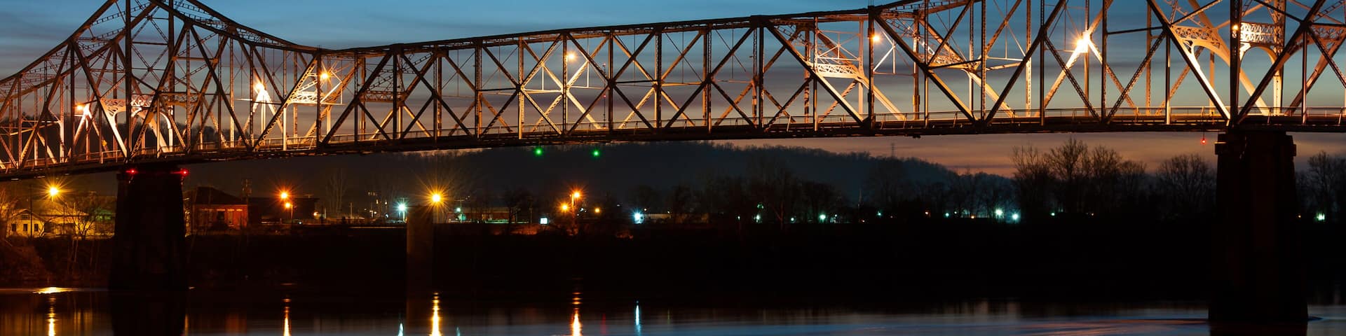 Ironton-Russell Bridge at Sunrise - Cantilever Warren Through Arch - Ohio River - Ironton, Ohio and Russell, Kentucky