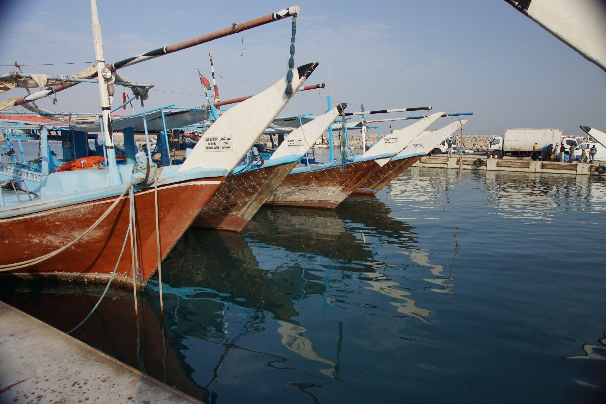 Dhows in port in Khasab.