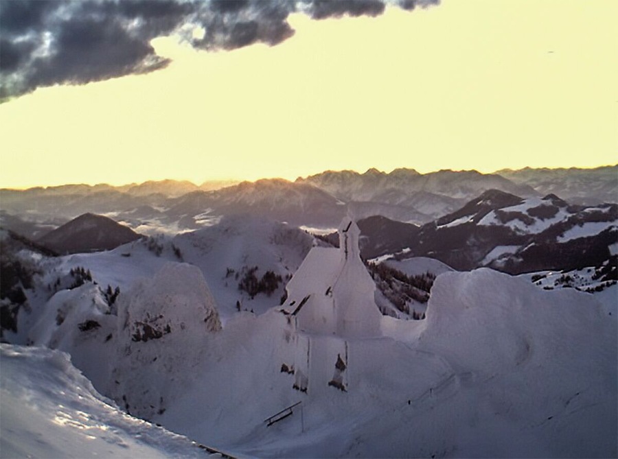 Completely frozen church at Mt. Wendelstein, Bavaria, Germany
Image quality is not the best, I only had a smartphone with me. But sometimes there are moments you just have to capture.