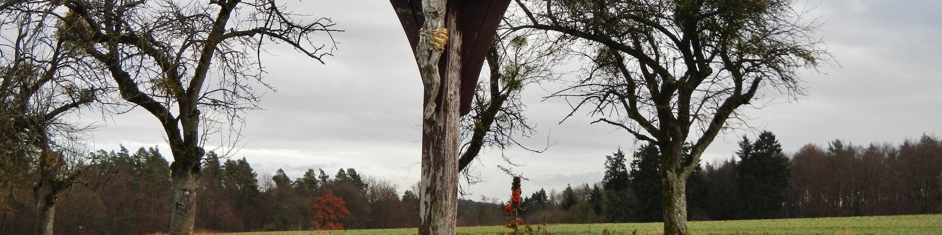 Kleindenkmal: Feldkreuz Bildstock mit Inschrift Friede und Heil